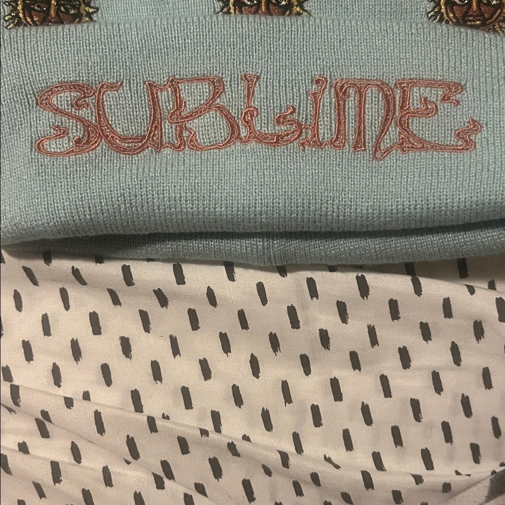 SUBLIME UNISEX SUN LOGO BEANIE EMBROIDERED KNIT LIGHT BLUE NWOT LICENSED - Picture 4 of 7